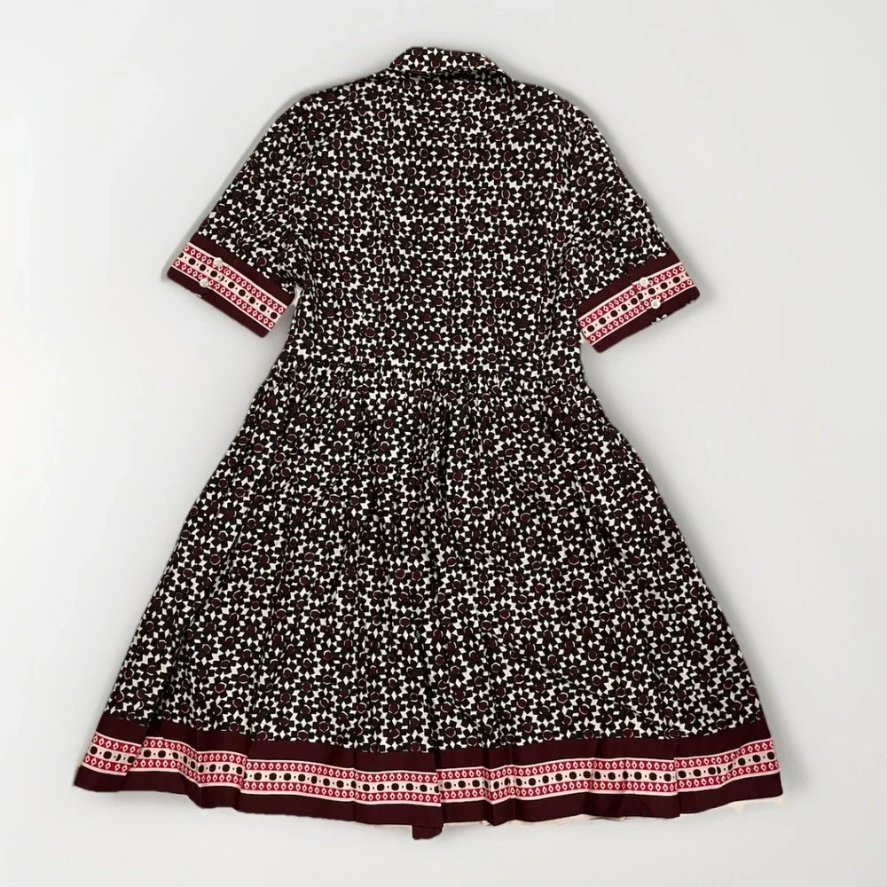 Kate Spade Size 6 Tile Shirt Dress  Fit & Flare ‎ Pockets Cotton Poplin Stretch